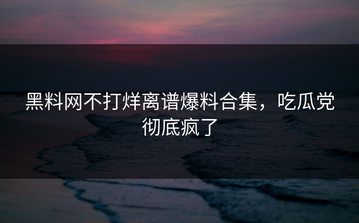 黑料网不打烊离谱爆料合集，吃瓜党彻底疯了
