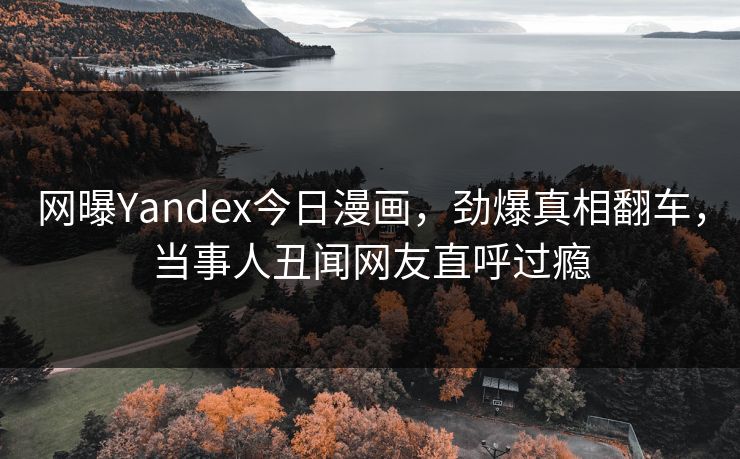 网曝Yandex今日漫画，劲爆真相翻车，当事人丑闻网友直呼过瘾