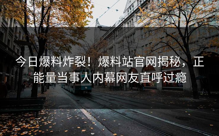 今日爆料炸裂！爆料站官网揭秘，正能量当事人内幕网友直呼过瘾