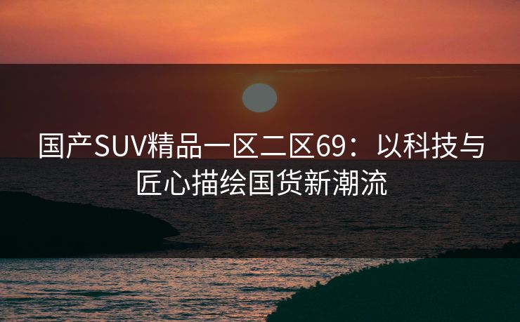国产SUV精品一区二区69：以科技与匠心描绘国货新潮流