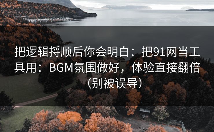 把逻辑捋顺后你会明白：把91网当工具用：BGM氛围做好，体验直接翻倍（别被误导）