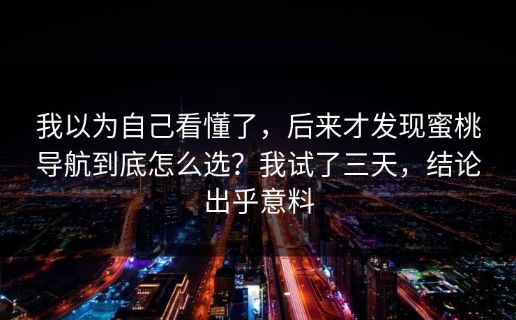 我以为自己看懂了，后来才发现蜜桃导航到底怎么选？我试了三天，结论出乎意料